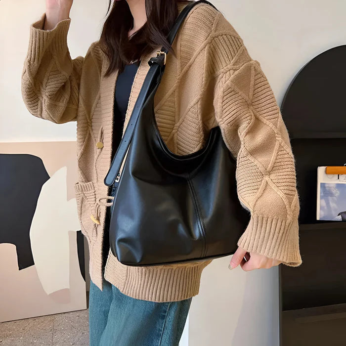 Vintage Schultertasche aus weichem Leder für Damen