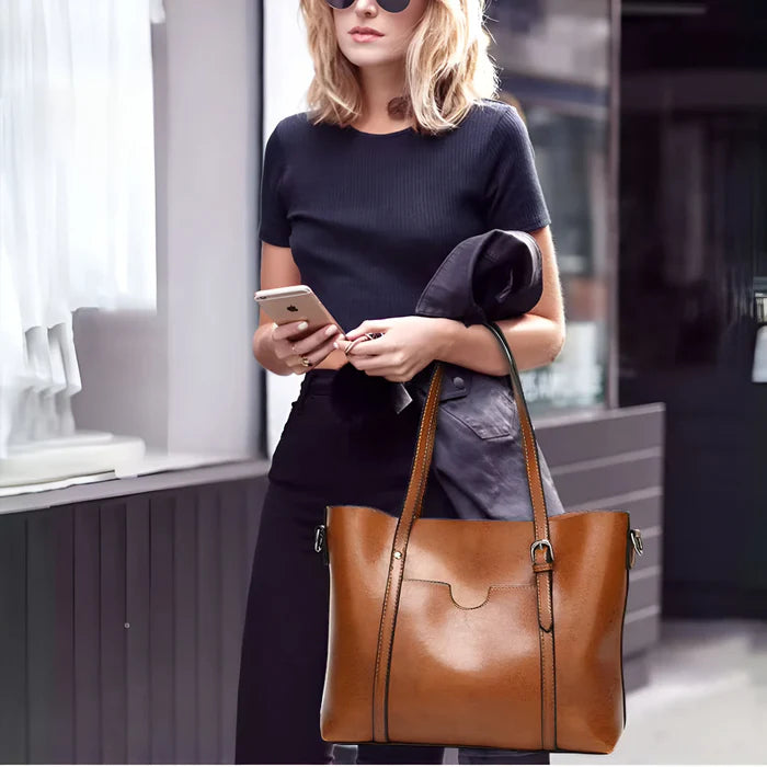 Damen Vintage-Schultertasche aus Leder