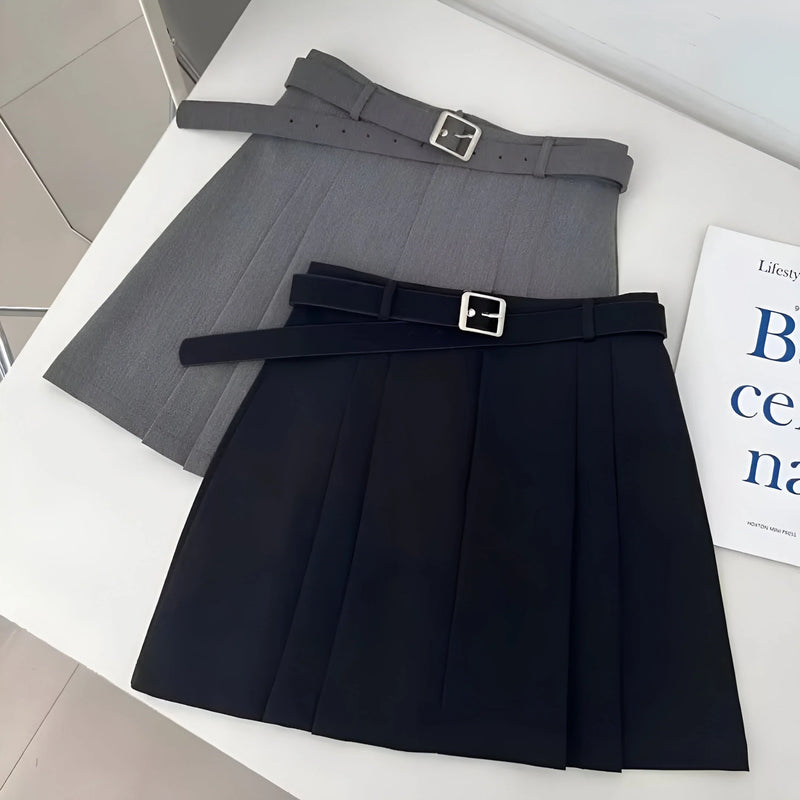 High-Waist Falten A-Linien Rock