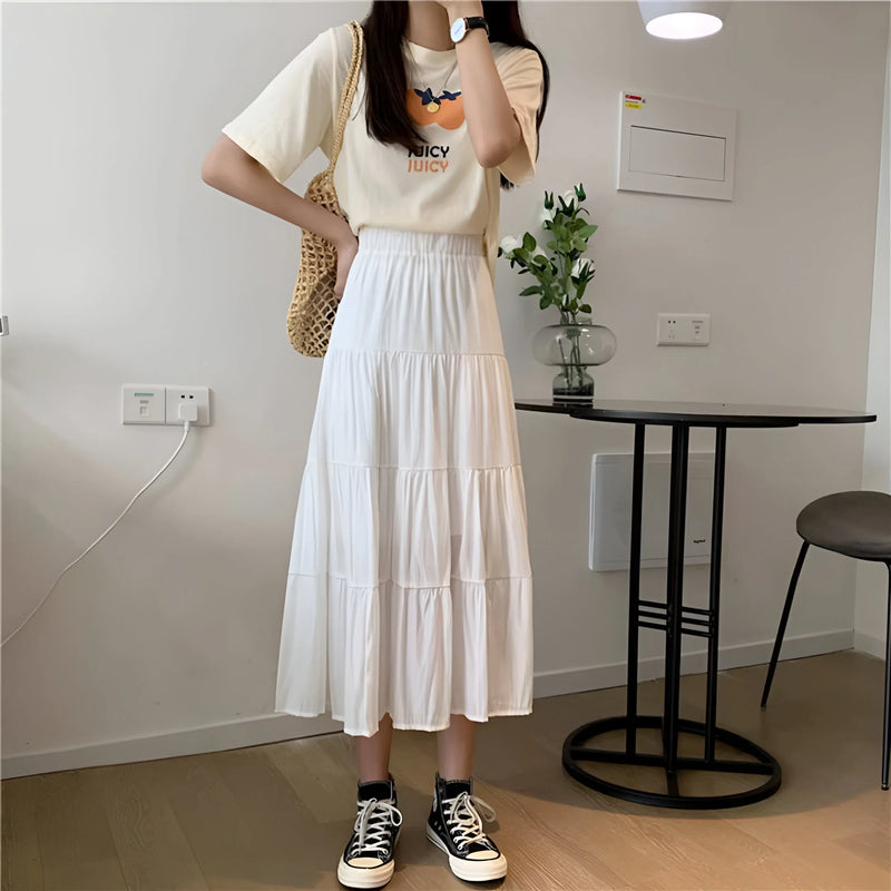 Damen High-Waist Chiffon A-Linien Rock
