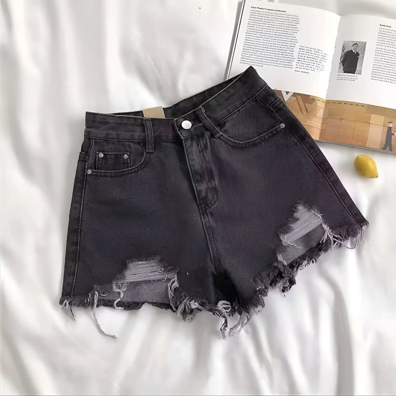 Trendige High-Waist Lässige Ripped Jeans Shorts