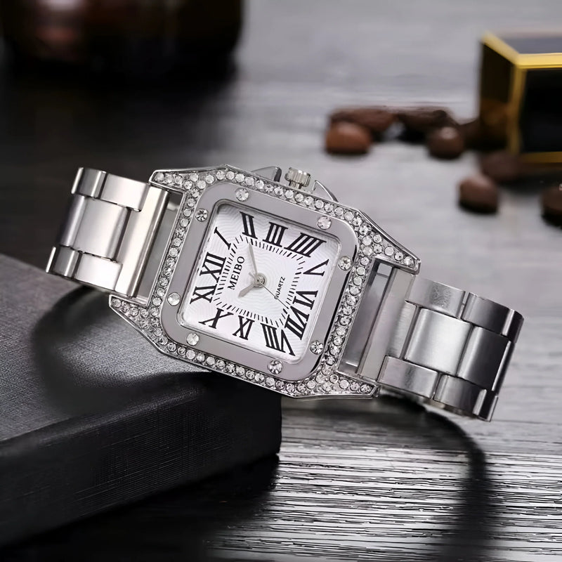Damen Quadrat & Verstellbares Armband Quarz Uhr