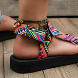 Bunte Sommer-Flachsandalen für Damen