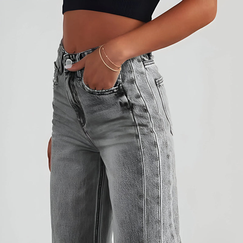 Damen High-Waist Weite-Leg Denim-Jeans
