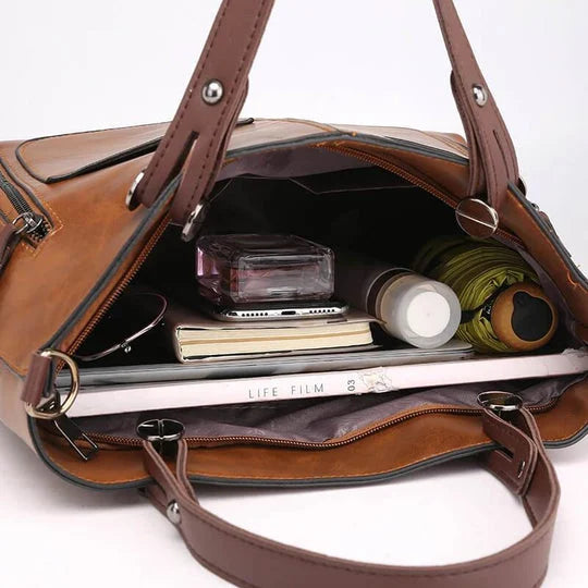 Multifunktionale Damenhandtasche aus echtem Leder