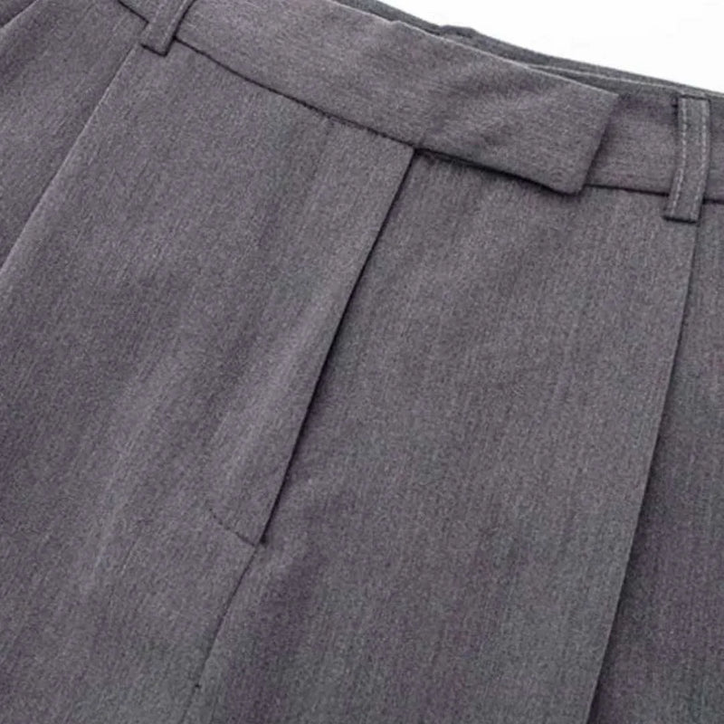 Damen High-Waist Vintage Reißverschluss-Hose