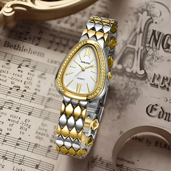 Kristall-Akzent Oval Armband Uhr