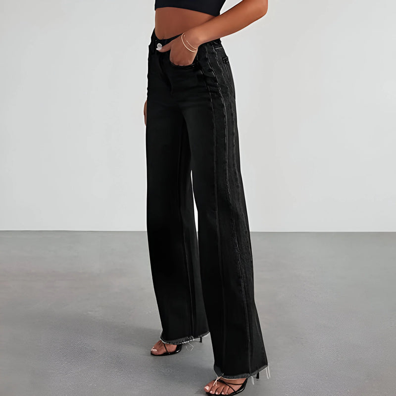 Damen High-Waist Weite-Leg Denim-Jeans