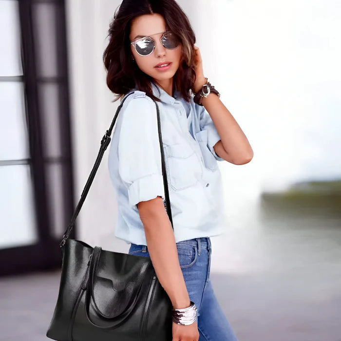 Damen Vintage-Schultertasche aus Leder