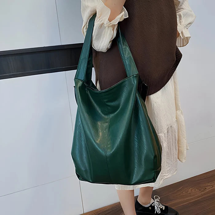 Vintage Schulter-Tote-Handtasche aus weichem PU-Leder