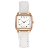 Damen Quadrat Zifferblatt & Lederarmband Uhr