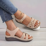 Damen Keil-Sandalen mit Blumenmuster