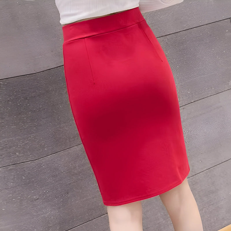 High-Waist Slim Fit Schlitzrock