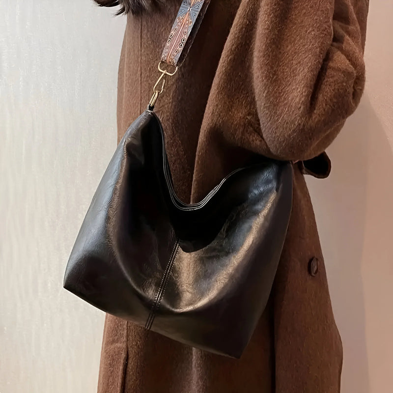 Vintage Leder-Umhängetasche mit breitem Riemen