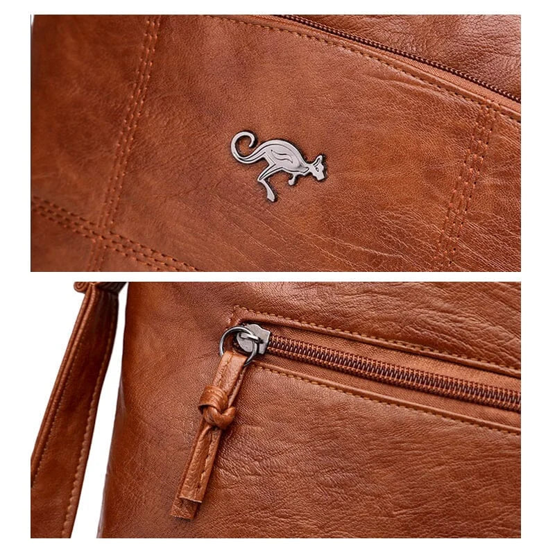 Multifunktionale Lederhandtasche mit großer Kapazität