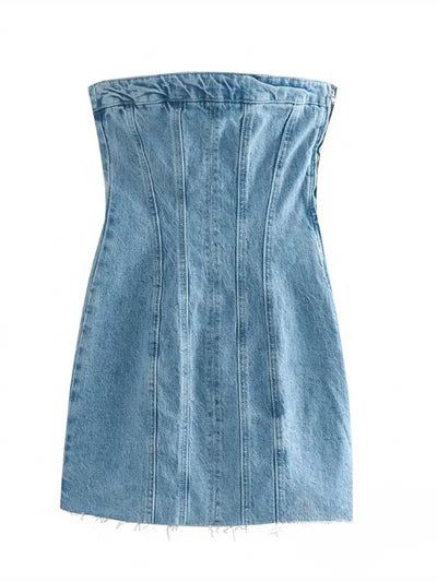 Blaues Denim-Minikleid im Bodycon-Stil