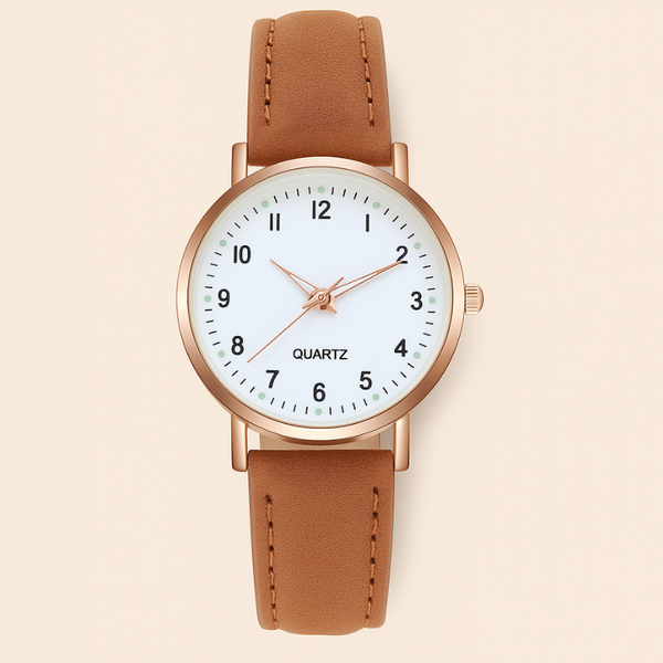 Damen Leuchtende Lederarmband Quarz Uhr