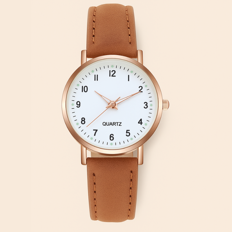 Damen Leuchtende Lederarmband Quarz Uhr