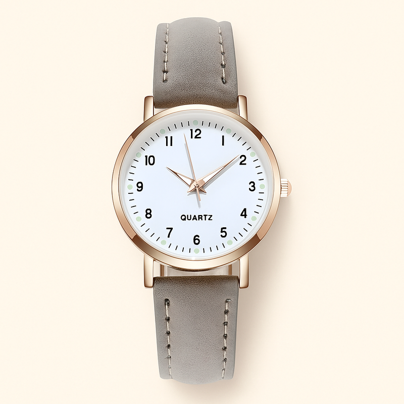 Damen Leuchtende Lederarmband Quarz Uhr