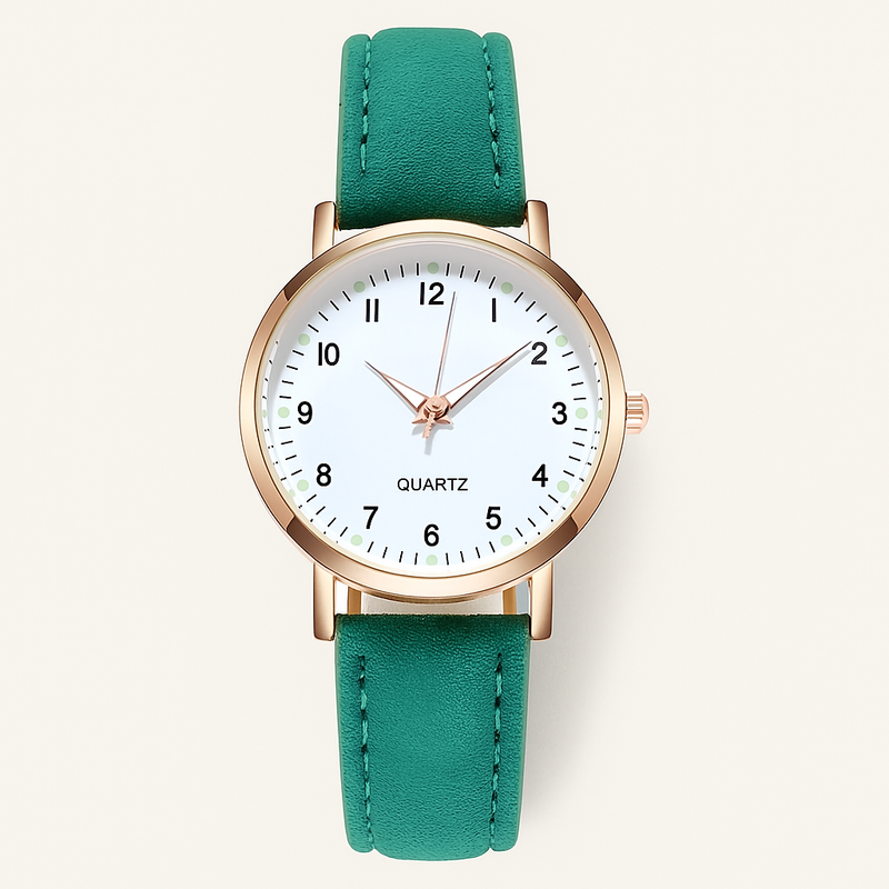 Damen Leuchtende Lederarmband Quarz Uhr