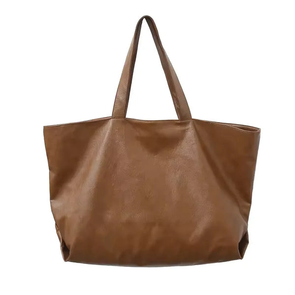 Damen Übergroße Weiche Schultertasche aus Leder