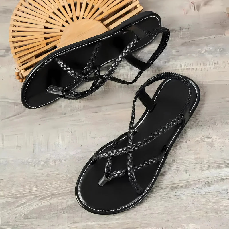 Damen geflochtene Clip-Zehen Sommersandalen
