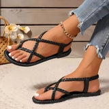 Damen geflochtene Clip-Zehen Sommersandalen