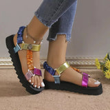 Bunte Flache Sandalen für Damen für den Strand