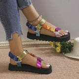 Bunte Flache Sandalen für Damen für den Strand