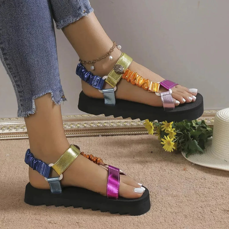 Bunte Flache Sandalen für Damen für den Strand