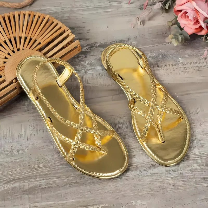 Damen geflochtene Clip-Zehen Sommersandalen