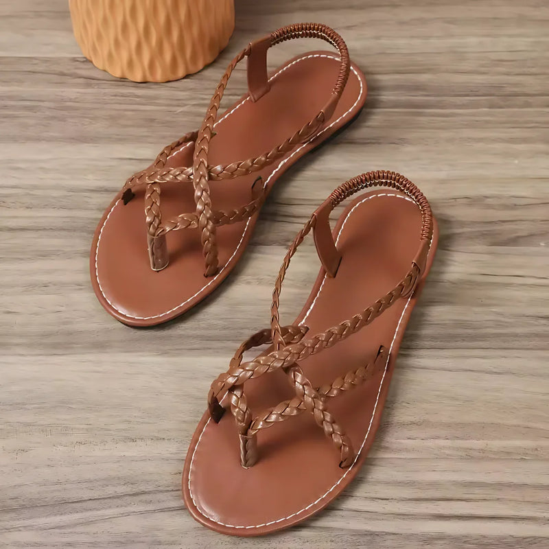 Damen geflochtene Clip-Zehen Sommersandalen