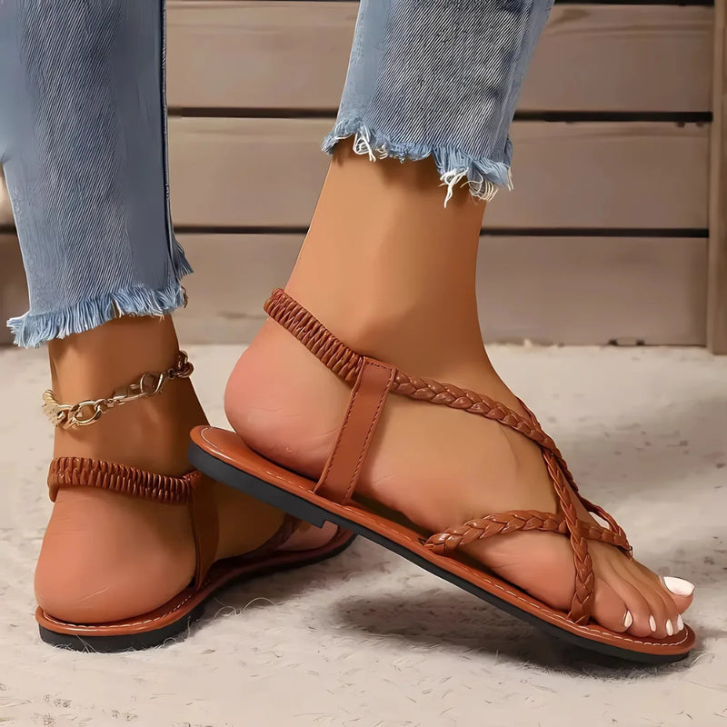 Damen geflochtene Clip-Zehen Sommersandalen