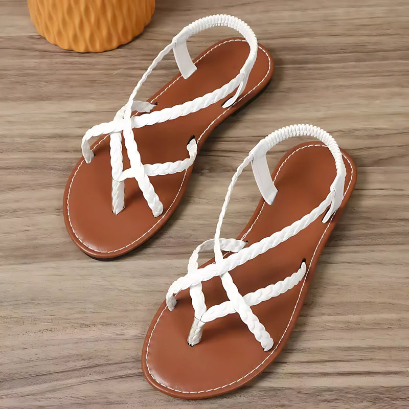 Damen geflochtene Clip-Zehen Sommersandalen