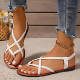 Damen geflochtene Clip-Zehen Sommersandalen