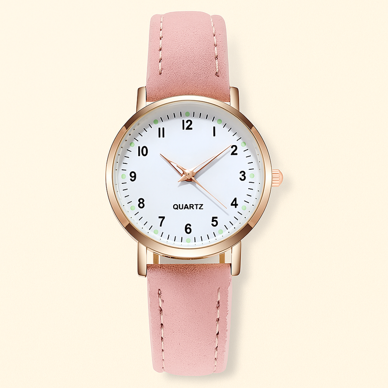 Damen Leuchtende Lederarmband Quarz Uhr