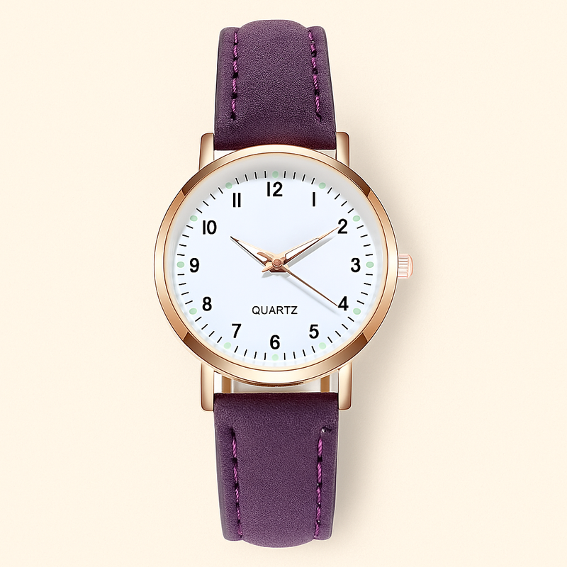 Damen Leuchtende Lederarmband Quarz Uhr