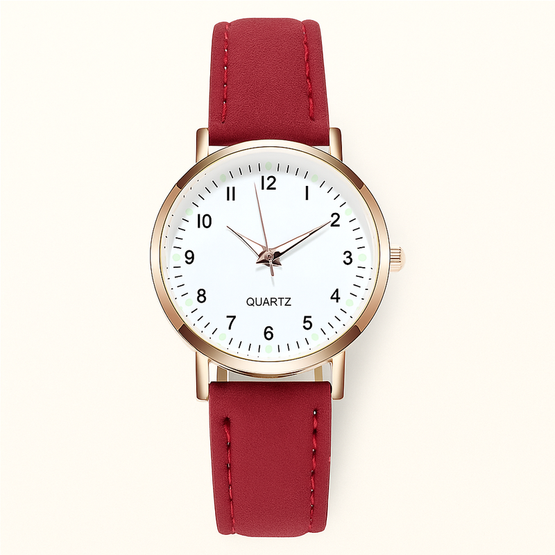Damen Leuchtende Lederarmband Quarz Uhr