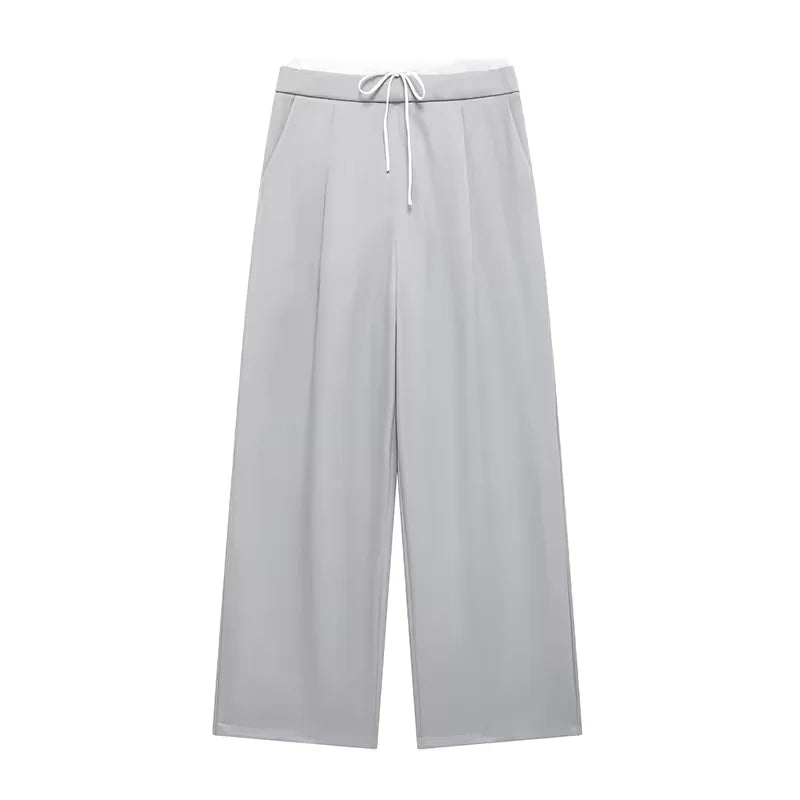 Damen High-Waist Lace-Up Straight-Hose
