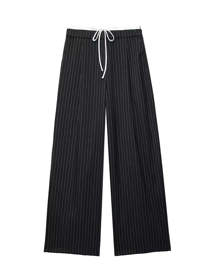 Damen High-Waist Lace-Up Straight-Hose