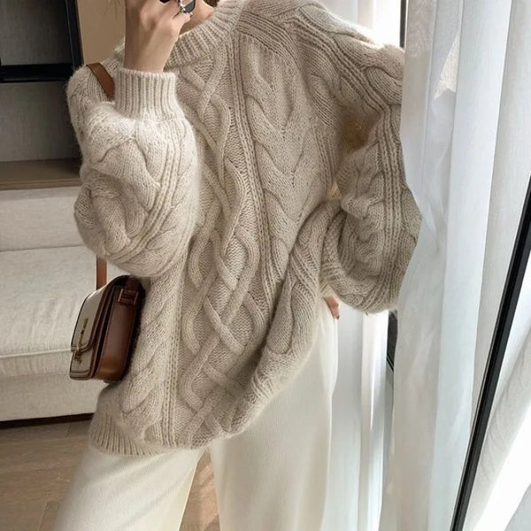 Damenpullover Warmer Strickpullover mit Rollkragen