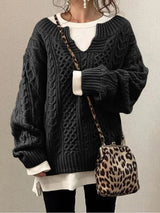 Lässiger Retro-Zopfmusterpullover