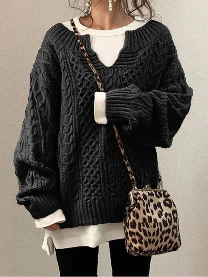 Lässiger Retro-Zopfmusterpullover