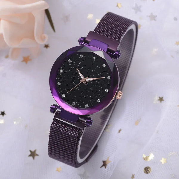 Luxuriöse Damenarmbanduhr mit Sternenhimmel-Design