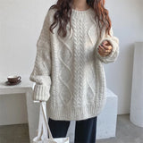 Zopfmuster-Strickpullover
