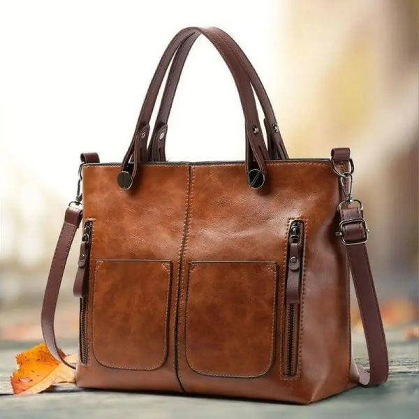 Multifunktionale Damenhandtasche aus echtem Leder