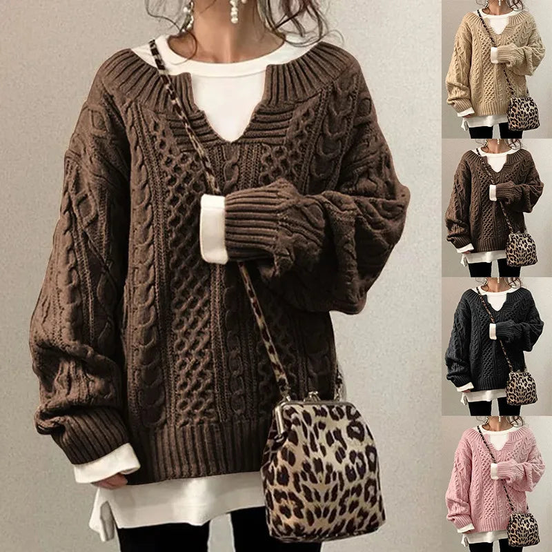 Lässiger Retro-Zopfmusterpullover