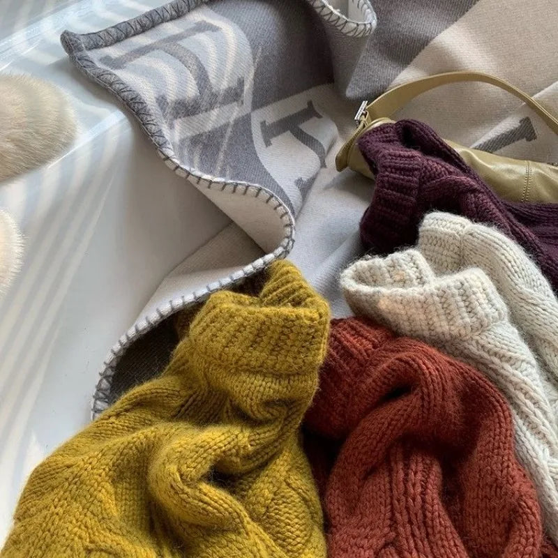 Damenpullover Warmer Strickpullover mit Rollkragen