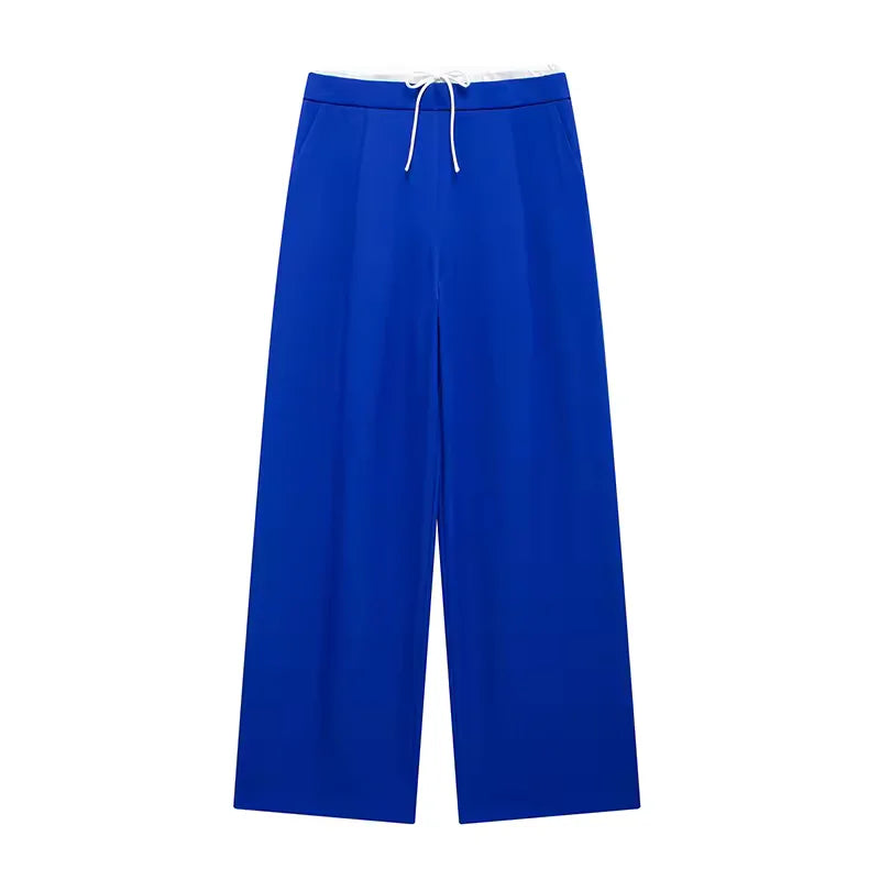 Damen High-Waist Lace-Up Straight-Hose