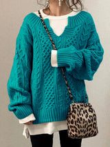 Lässiger Retro-Zopfmusterpullover